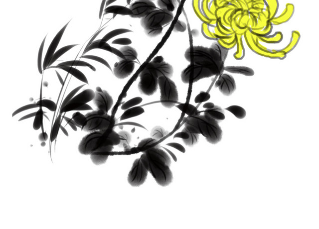 水墨菊花植物插画免费下载