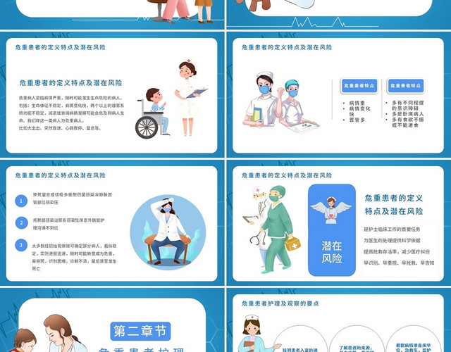 蓝色卡通重症监护室护理培训PPT模板