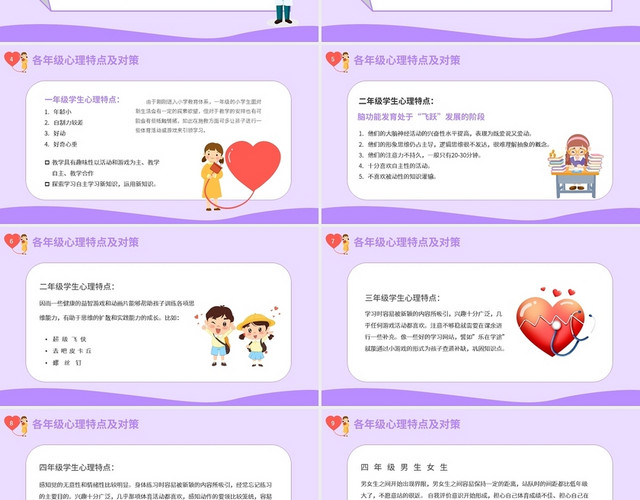 卡通呵护关注心理健康主题班会PPT模板