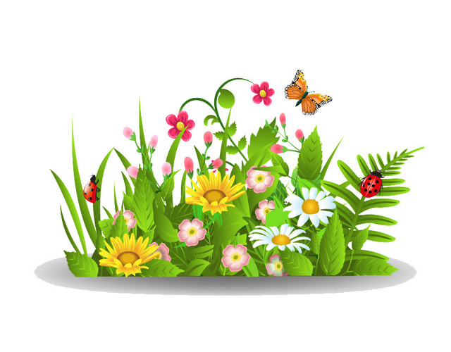 春季花丛设计矢量