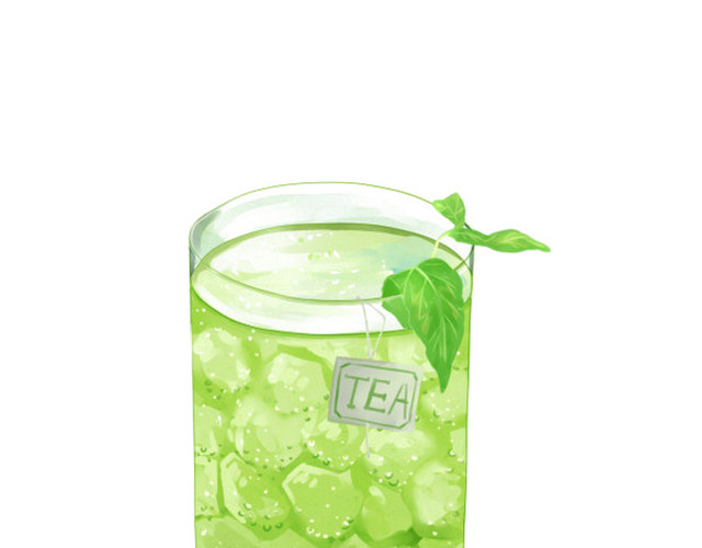手绘绿茶饮料