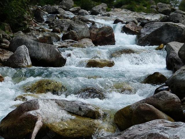河 石 水 冷 私语 咆哮 野生 山间溪流 过独身生活