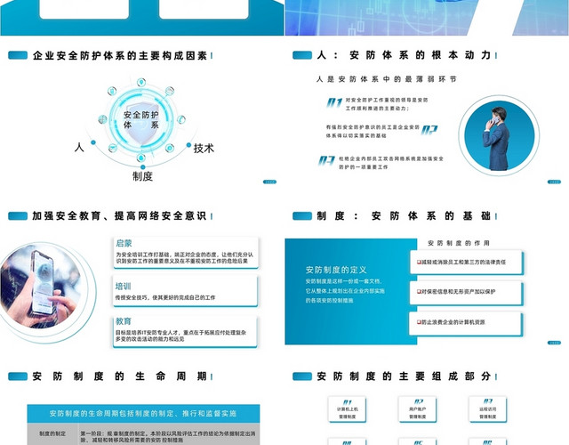 蓝色简约商务风网络安全基础教程教学年终述职PPT模板