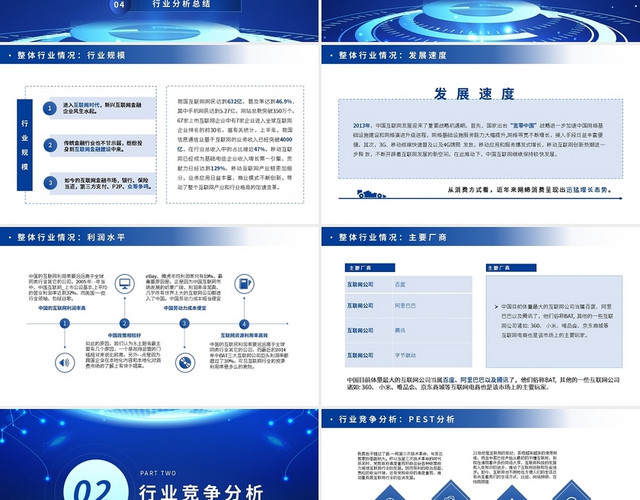 蓝色科技感互联网商业计划书PPT模板