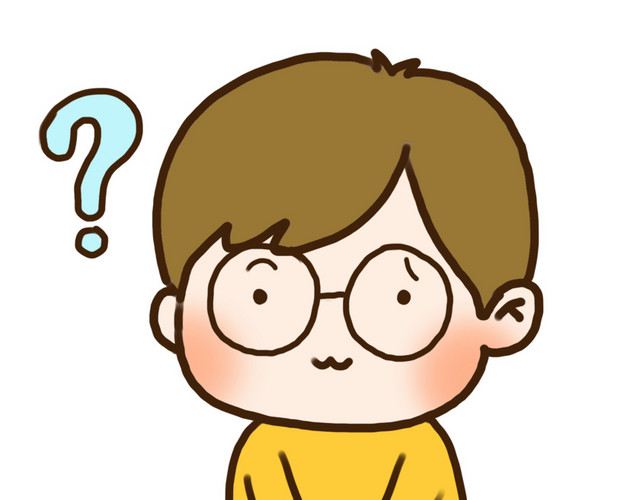 手绘可爱眼镜男孩疑问表情元素下