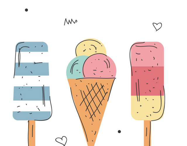 夏季冰淇淋插画元素
