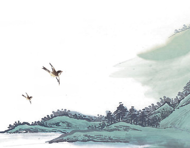 清明节水墨风山水画素材