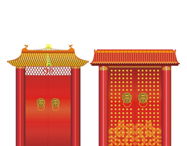 两扇大红门