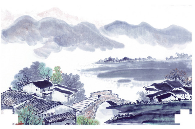中式风格水墨画背景