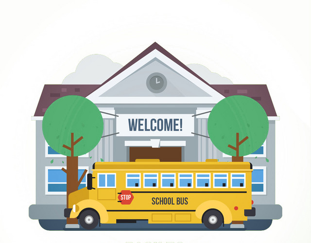 卡通学生到校图案