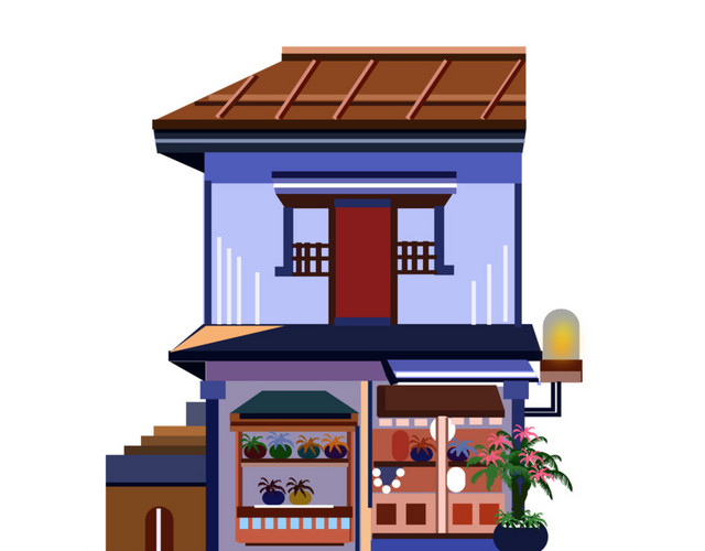 插画类扁平杂货店铺