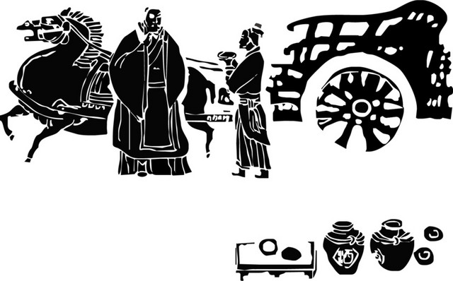 古代人物马车矢量尊师重道