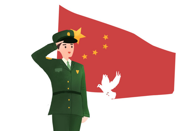 国庆节爱国主题阅兵式插画
