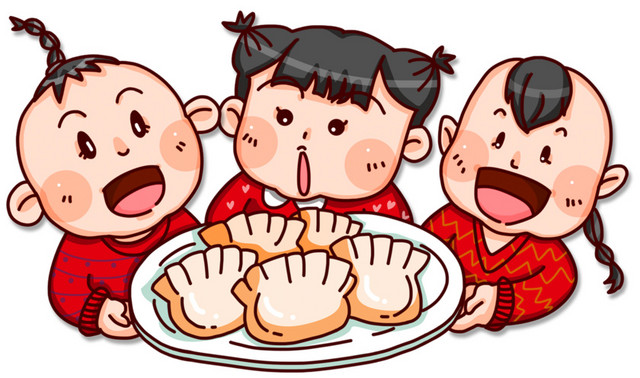冬至吃饺子卡通装饰图案
