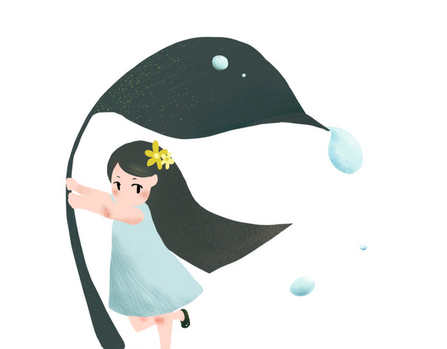 卡通人物寒露插画