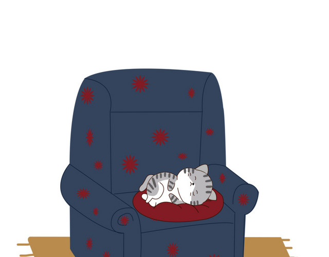 在沙发上睡的超级舒服的猫咪