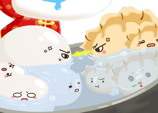冬至熊猫吃饺子