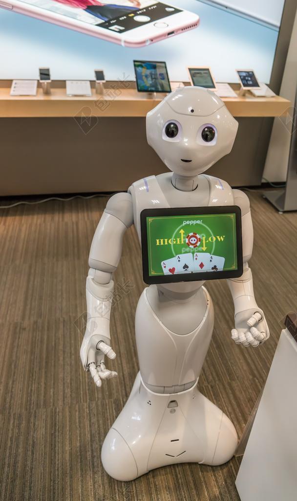 科技白色的智能机器人背景图片