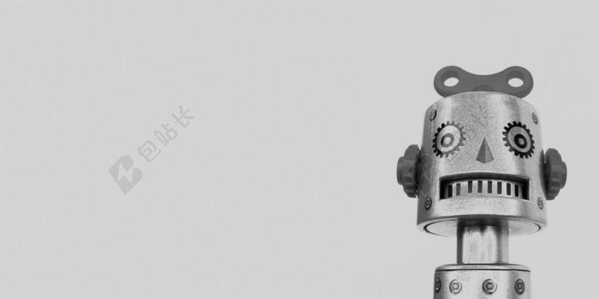 玩具银色的卡通机器人玩偶背景图片