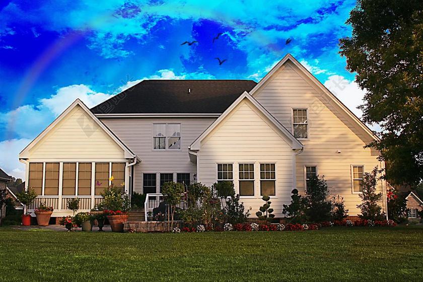 家庭住所 后院 房子