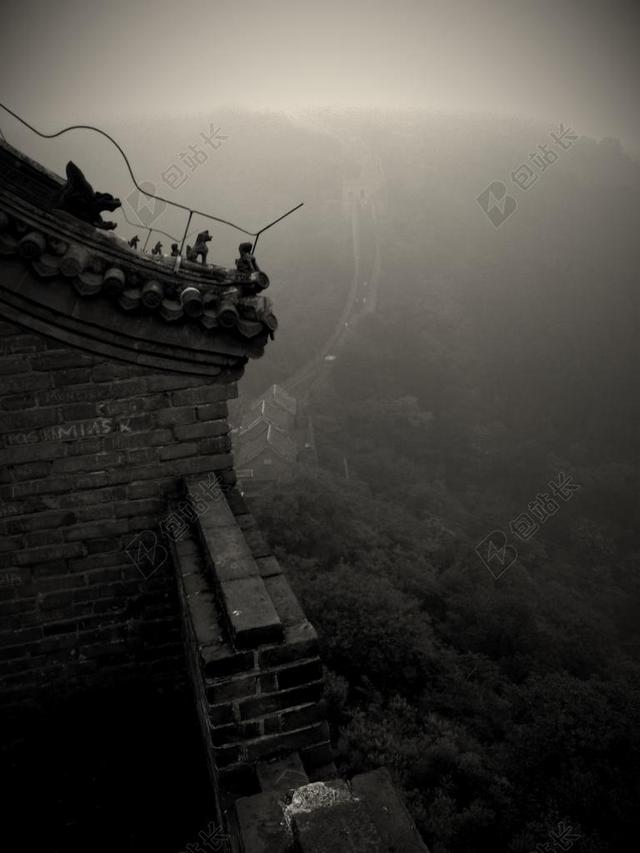 中国古老陈旧古迹长城现代文明背景图片