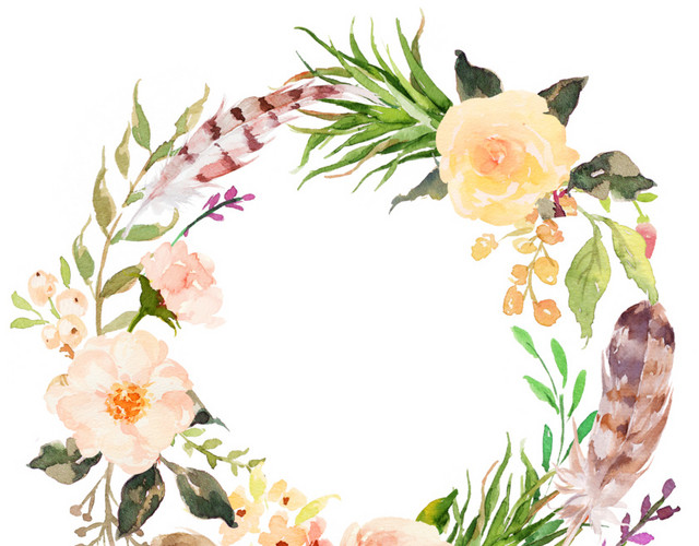 森系花环粉色花朵
