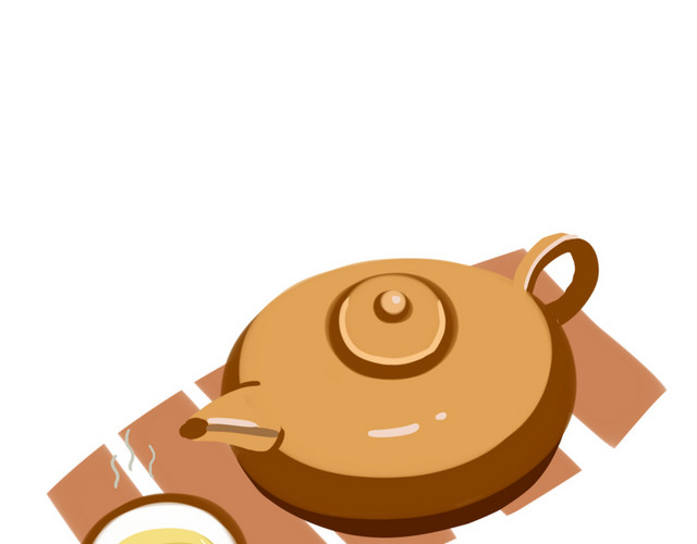 清新手绘茶壶茶碗插画