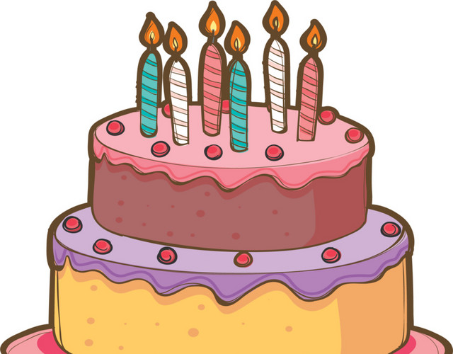 手绘粉色可爱生日蛋糕