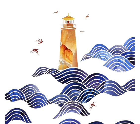 海浪中的灯塔