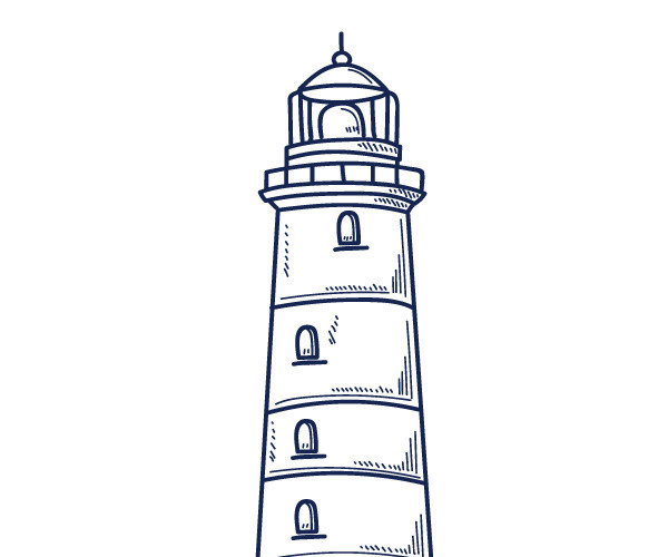 一座航海灯塔素描画