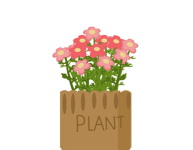 手绘原创植物花盆栽
