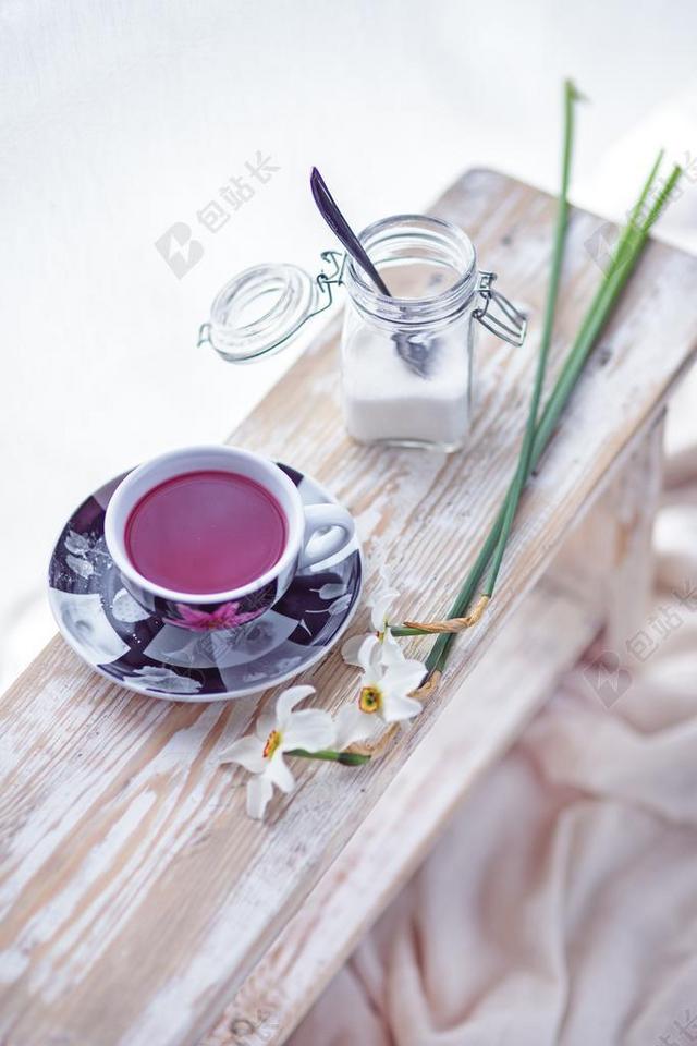 饮品果茶鲜花午后背景图片