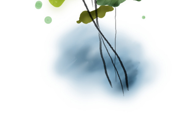 夏至手绘淡彩莲花