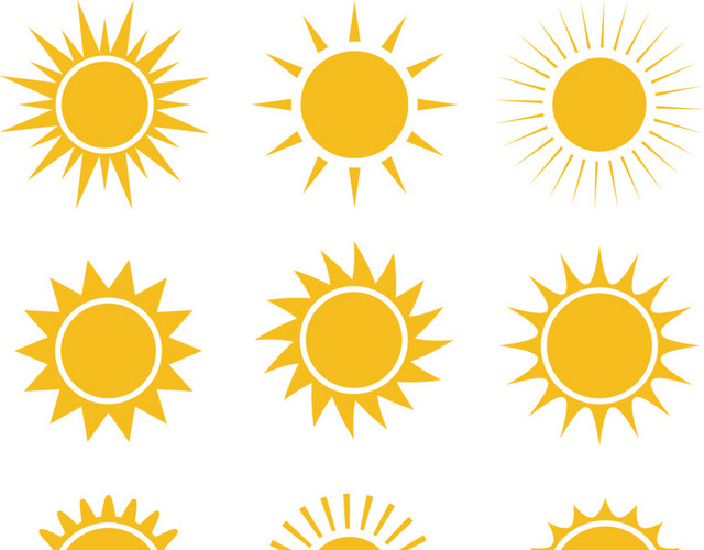 矢量手绘太阳矢量阳光图标手绘