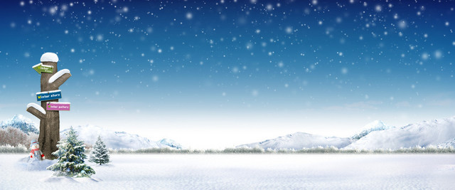 雪景梦幻浪漫蓝色BANNER背景