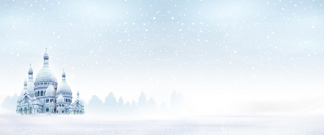 雪景浪漫蓝色BANNER背景