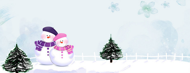 雪花小清新简约蓝色BANNER