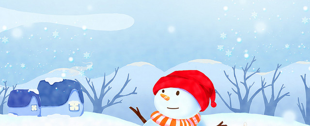 雪人卡通手绘小清新蓝色BANNER
