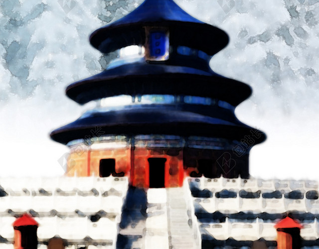 冬至天坛梦幻小清新背景