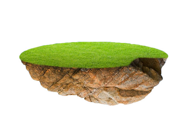 手绘漂浮山