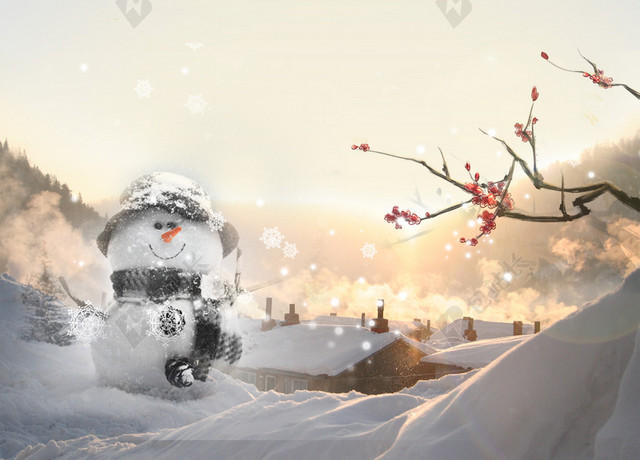 冬季暖阳景色阳光BANNER小雪