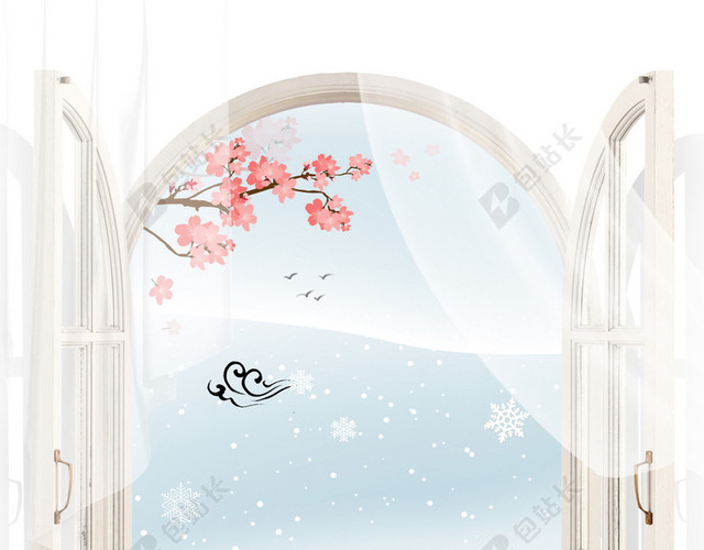 小雪文艺窗外小清新白色BANNER