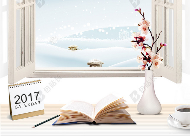 小雪文艺窗外小清新白色BANNER