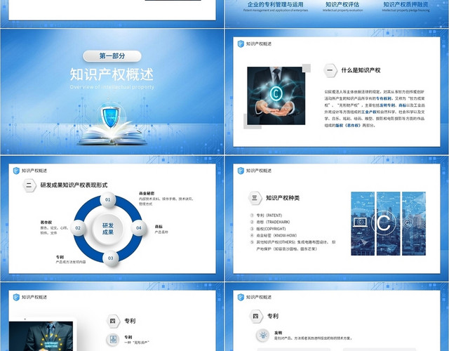 蓝色科技风简约大气商务知识产权培训PPT模板