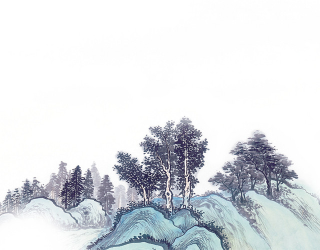 水墨山水画矢量素材