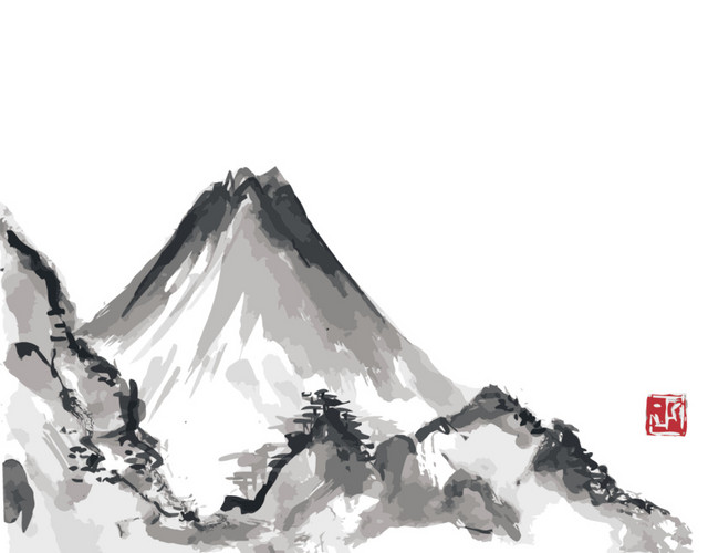 矢量水墨山