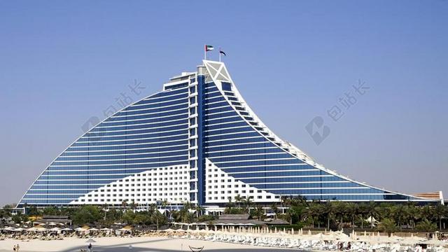 蓝色旅游时尚简约朱美拉海滩酒店背景图片