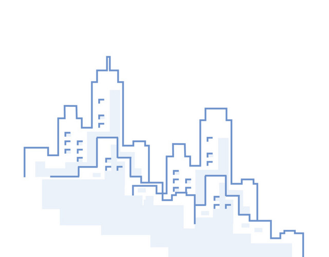 手绘线描城市建筑
