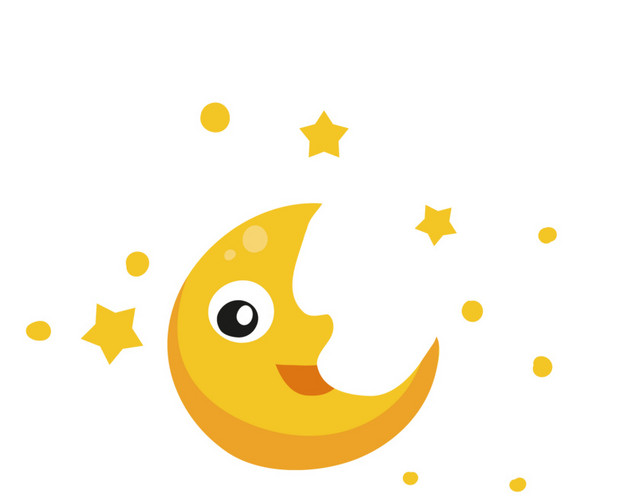 手绘开心可爱月亮星星
