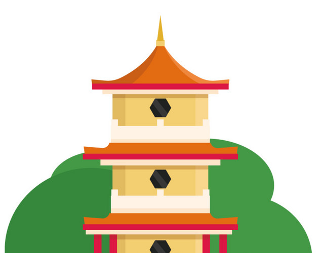 矢量寺庙塔